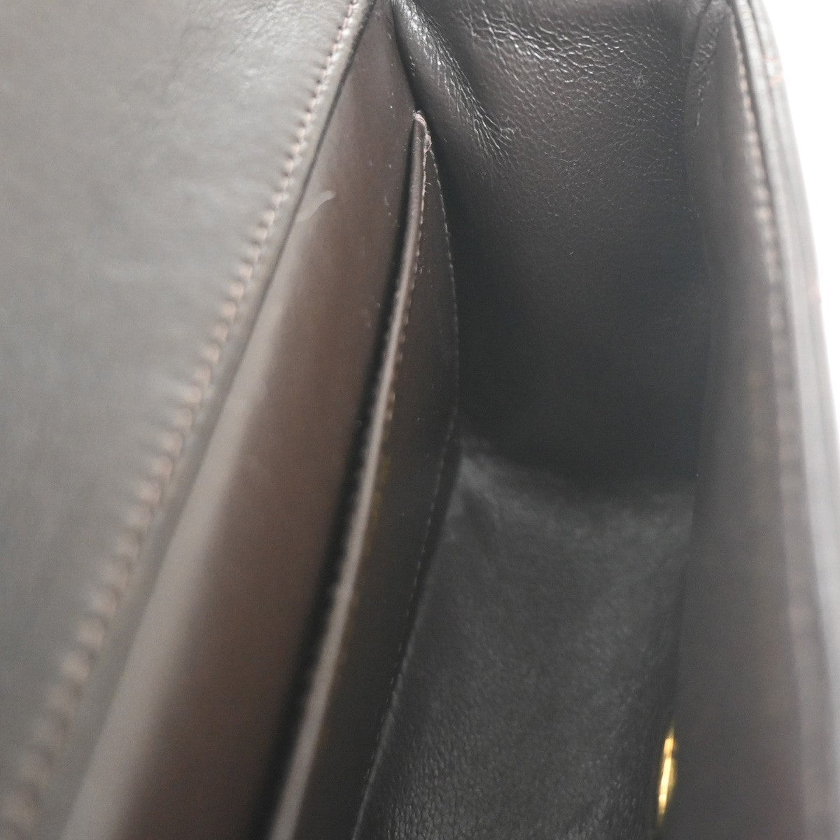 CHANEL CC Logo Mini Top Handle Matelasse Hand Bag Leather Brown France 865RL909