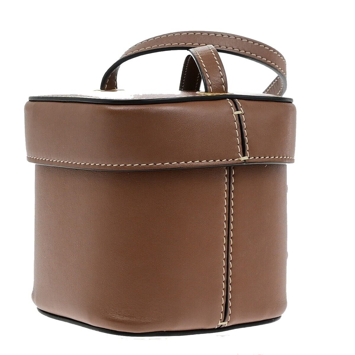 CELINE Logo Cuir Triomphe Small Box Shoulder Bag Leather Brown Italy 665RK901