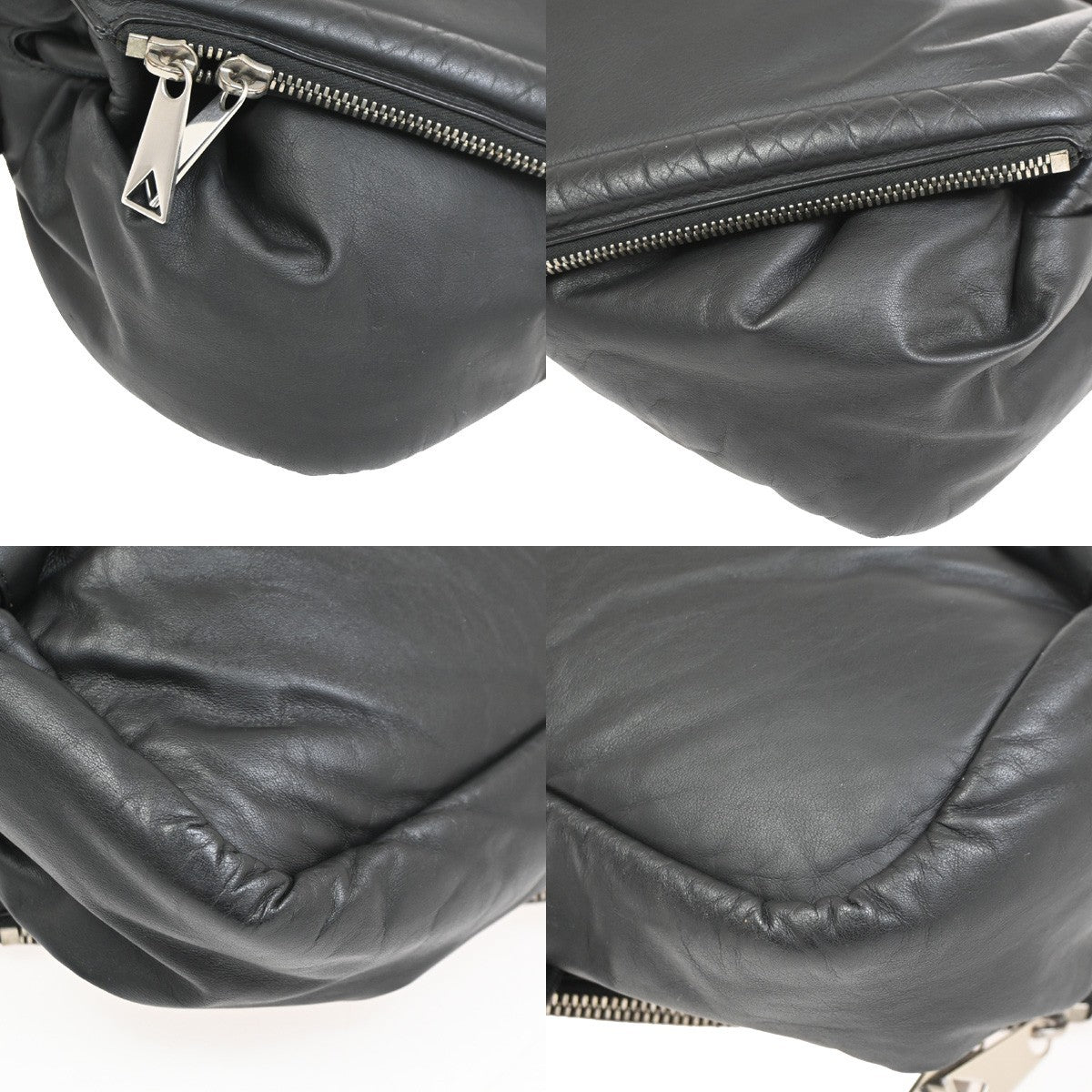 BOTTEGA VENETA Logo Beak Belt Waist Bag Leather Black SHW Italy 50RL603