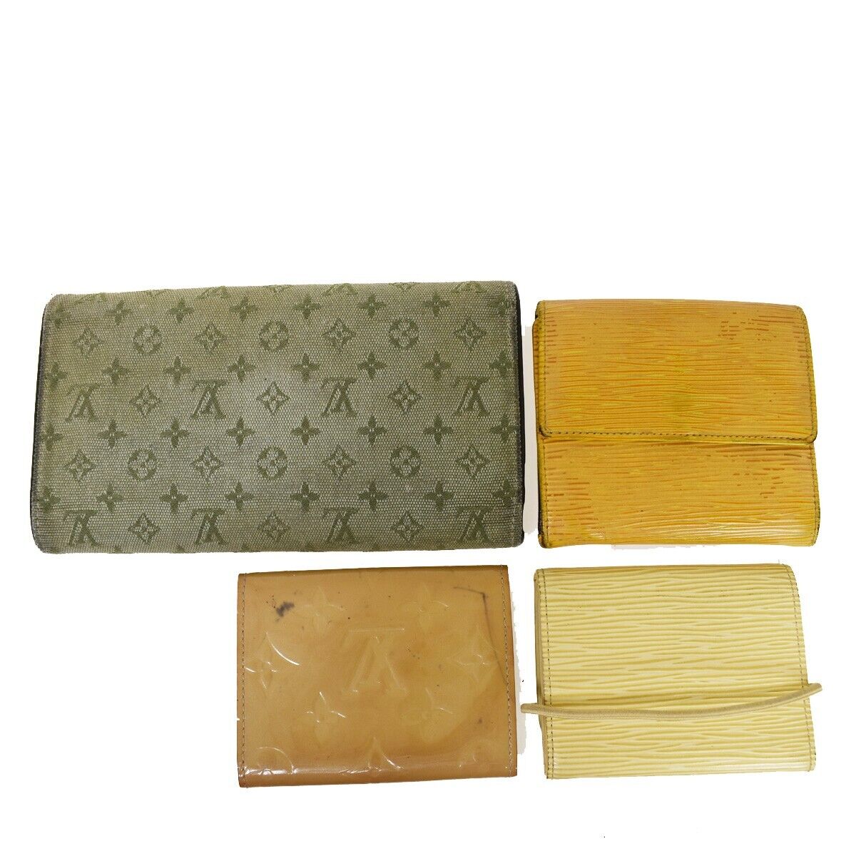 LOUIS VUITTON 4 Set Wallet Card Coin Case Monogram Mini Lin Vernis Epi 68JH586