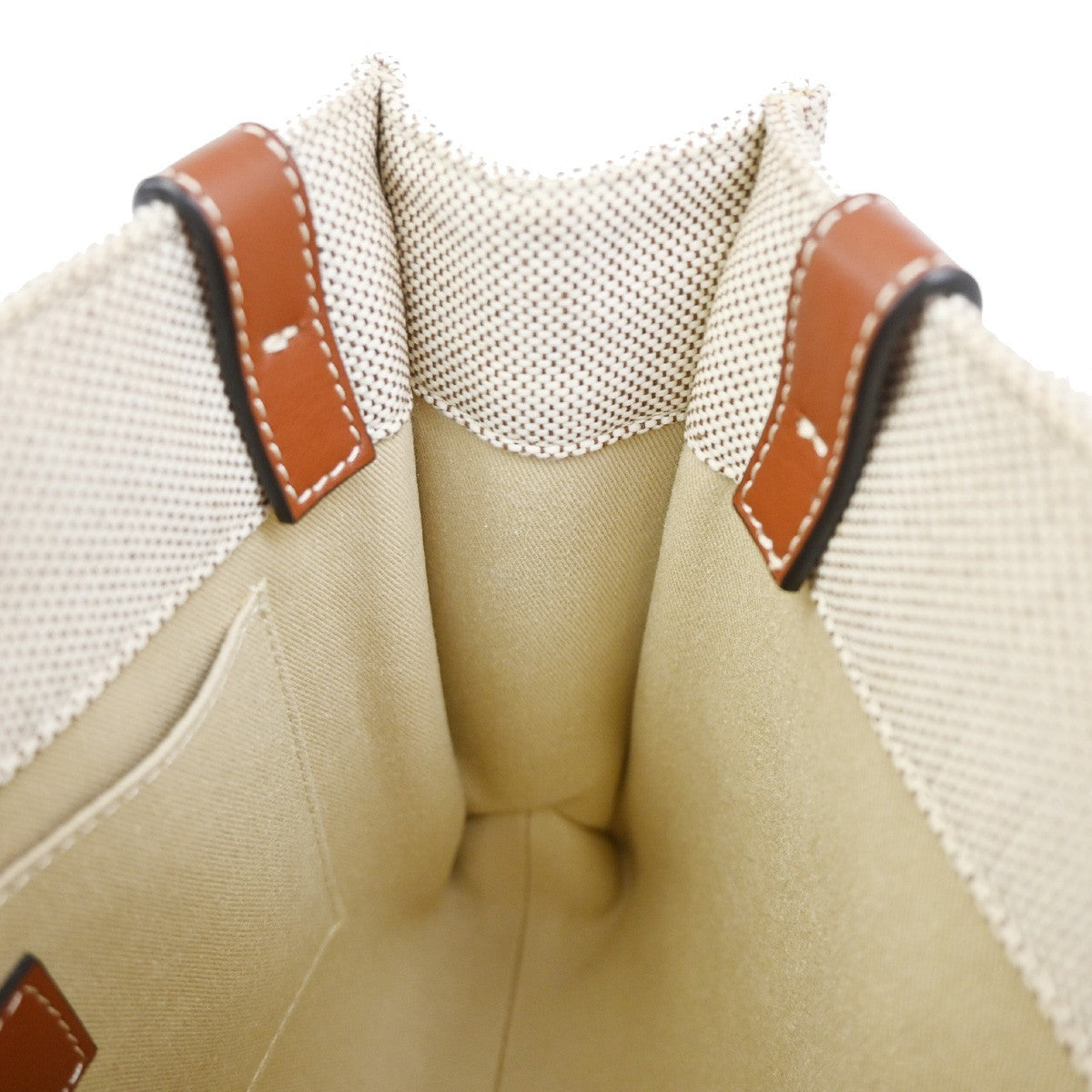 CHLOE Logo Woody Small Hand Tote Bag Canvas Leather Beige Brown Italy 77RQ021
