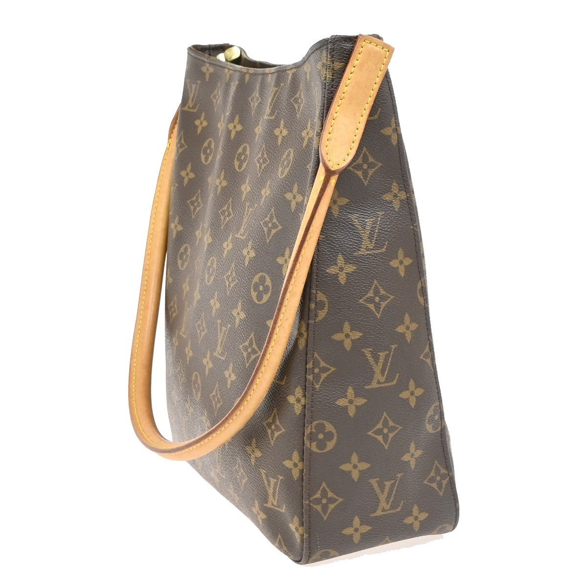 LOUIS VUITTON Logo Looping GM Shoulder Bag Monogram Leather Brown M51145 18PA109