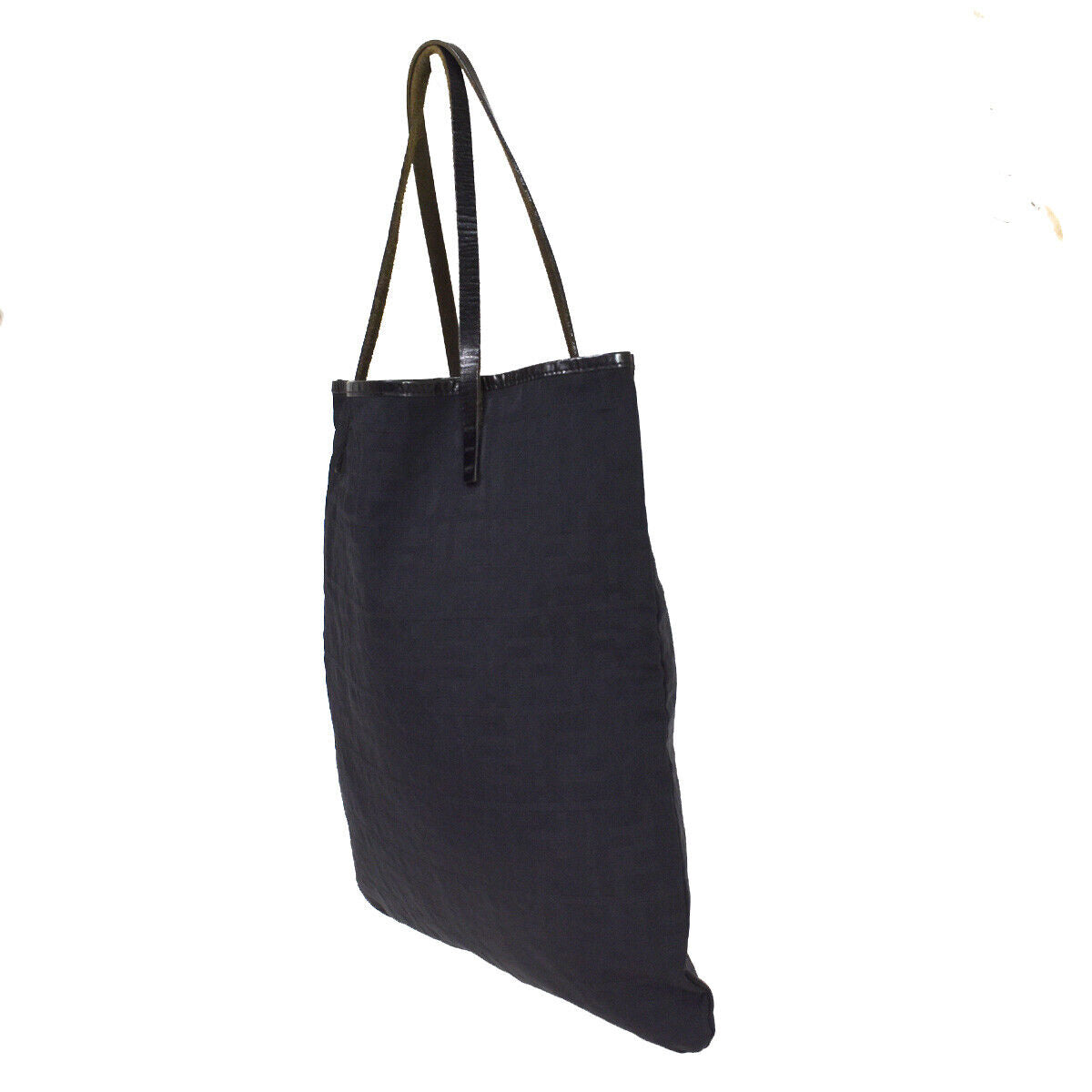 FENDI Logo Zucca Pattern Shoulder Tote Bag Nylon Leather Black Italy 67YE163