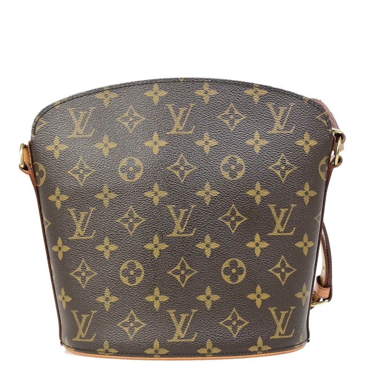 LOUIS VUITTON Logo Drouot Shoulder Bag Monogram Leather Brown GHW M51290 11EB599