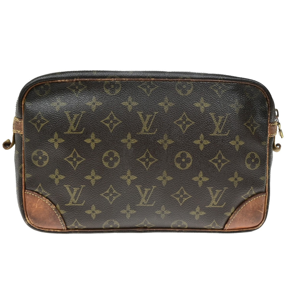 LOUIS VUITTON Compiegne 28 Clutch Hand Bag Monogram Leather Brown M51845 02YH074