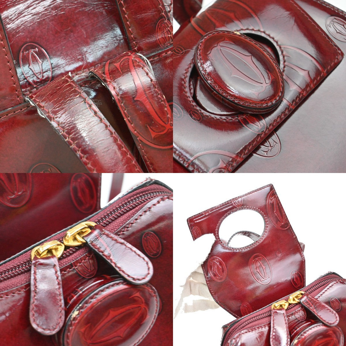 CARTIER Birthday Backpack Shoulder Bag Patent Leather Red GHW France 33EF695