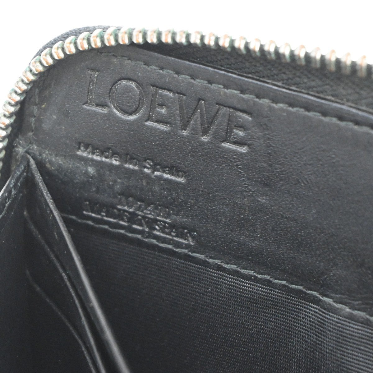 LOEWE Logo Anagram Repeat Long Zipper Wallet Embossed Leather Black 69KP047