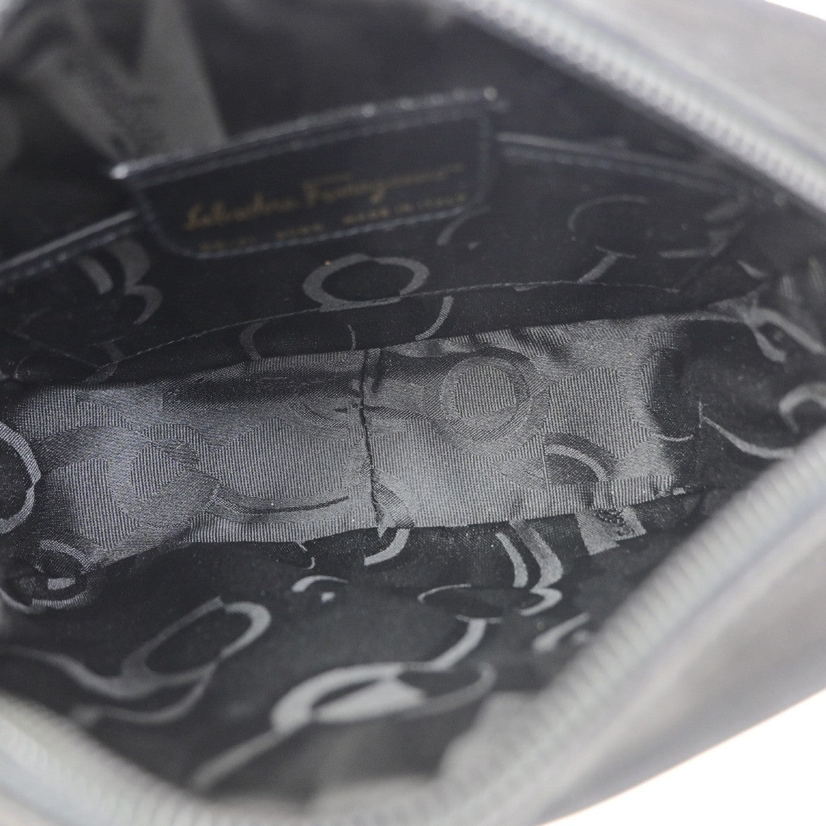 SALVATORE FERRAGAMO Logo Vara Mini Shoulder Bag Suede Leather Black GHW 36KD113