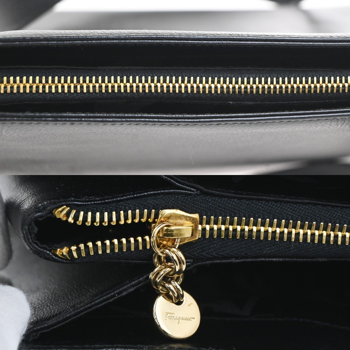 SALVATORE FERRAGAMO Logo Gancini Shoulder Hand Bag Leather GHW Black 35KC837