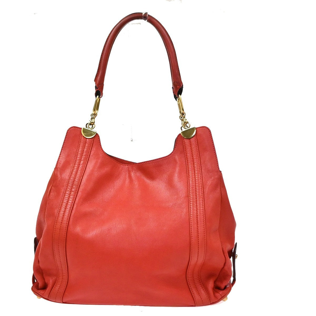 CHLOE Logo Toto Shoulder Bag Leather Red GHW 38TA667