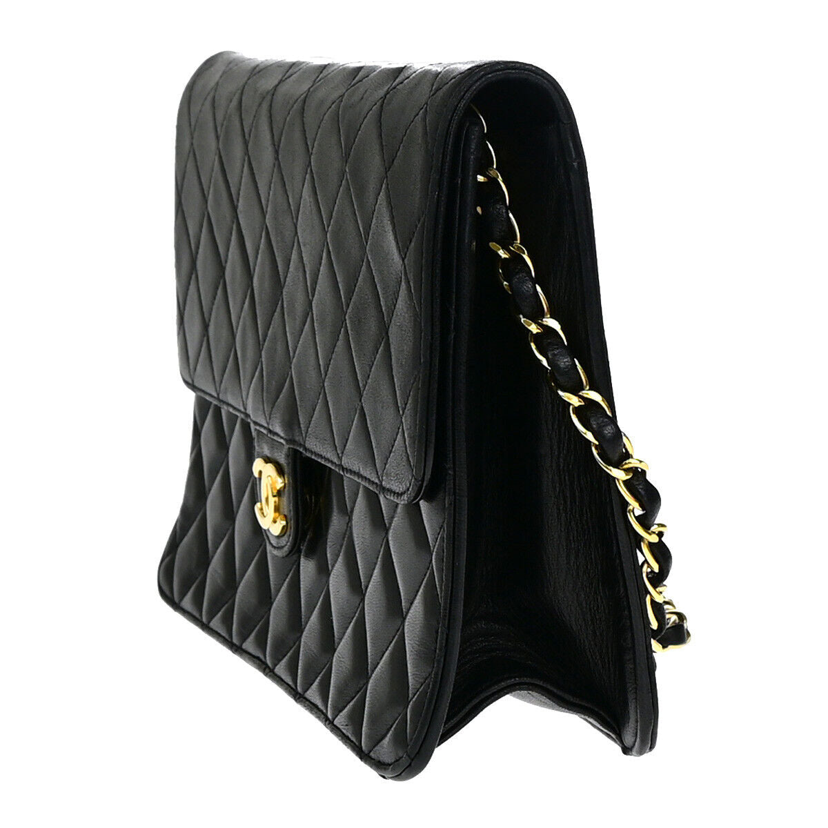 CHANEL CC Matelasse 25 Chain Shoulder Bag Leather Black GHW Vintage 392RJ899