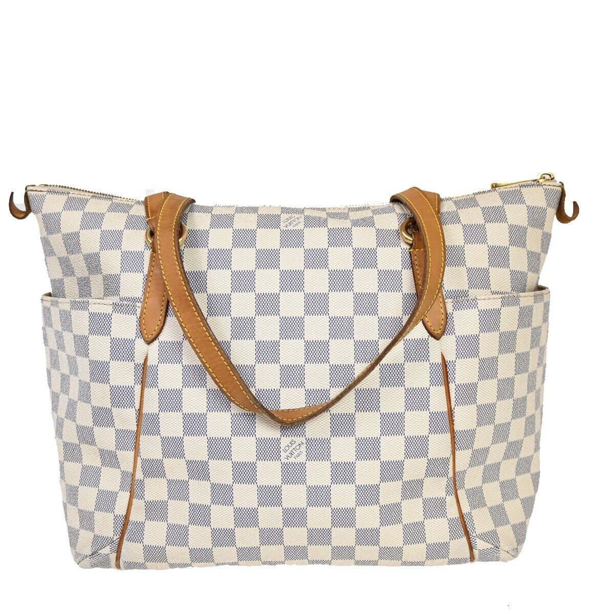 LOUIS VUITTON Totally MM Shoulder Bag Damier Azur Leather White N51262 20FA324