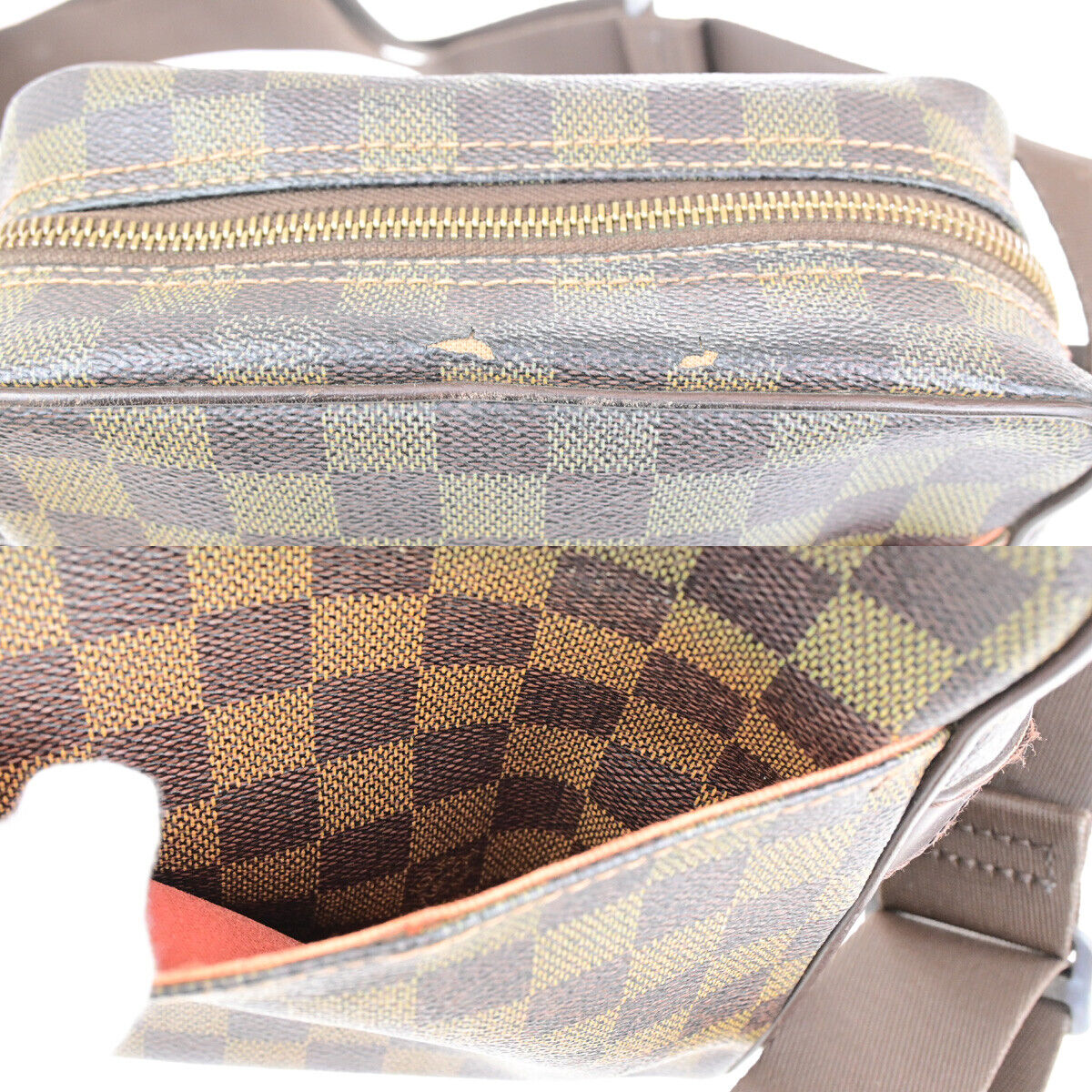 LOUIS VUITTON Olav PM Shoulder Bag Damier Ebene Leather Brown N41442 31YG510