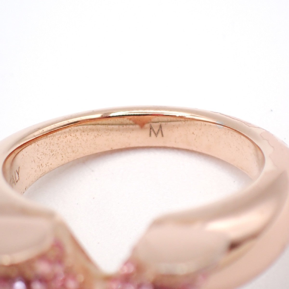 LOUIS VUITTON Essential V Strass Ring Size M Rose Gold Rhinestone M68195 30RL904