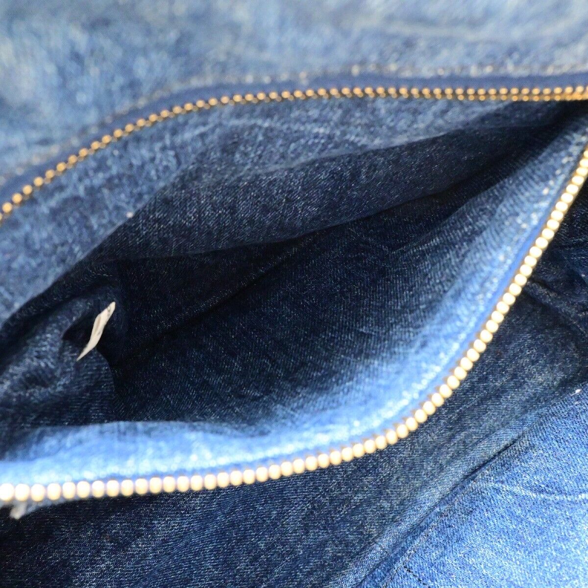 PRADA Logo Canapa Hand Tote Bag Denim Leather Blue GHW 39EB670