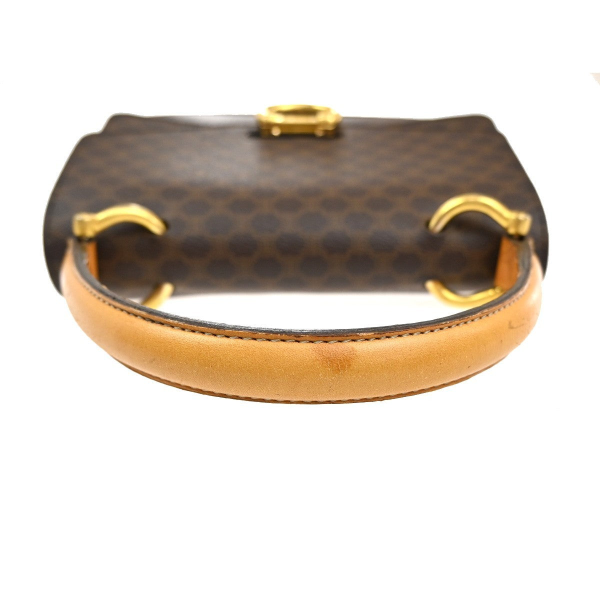 CELINE Logo Macadam Double flap Hand Bag PVC Leather Brown GHW Italy 34MA096