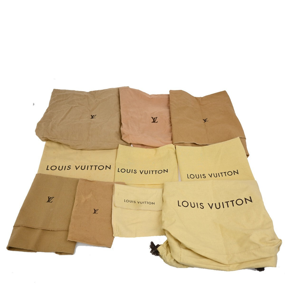 LOUIS VUITTON Logo 10 Set Dust Bag Drawstring Canvas Cotton Beige Brown 09EE167