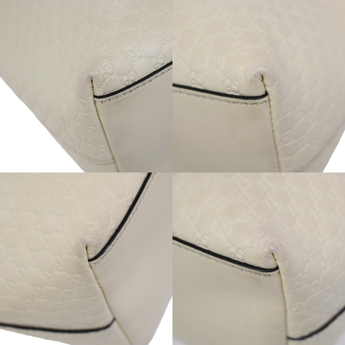 GUCCI Micro GG Guccissima 2Way Shoulder Hand Bag Leather White Italy 23KB342