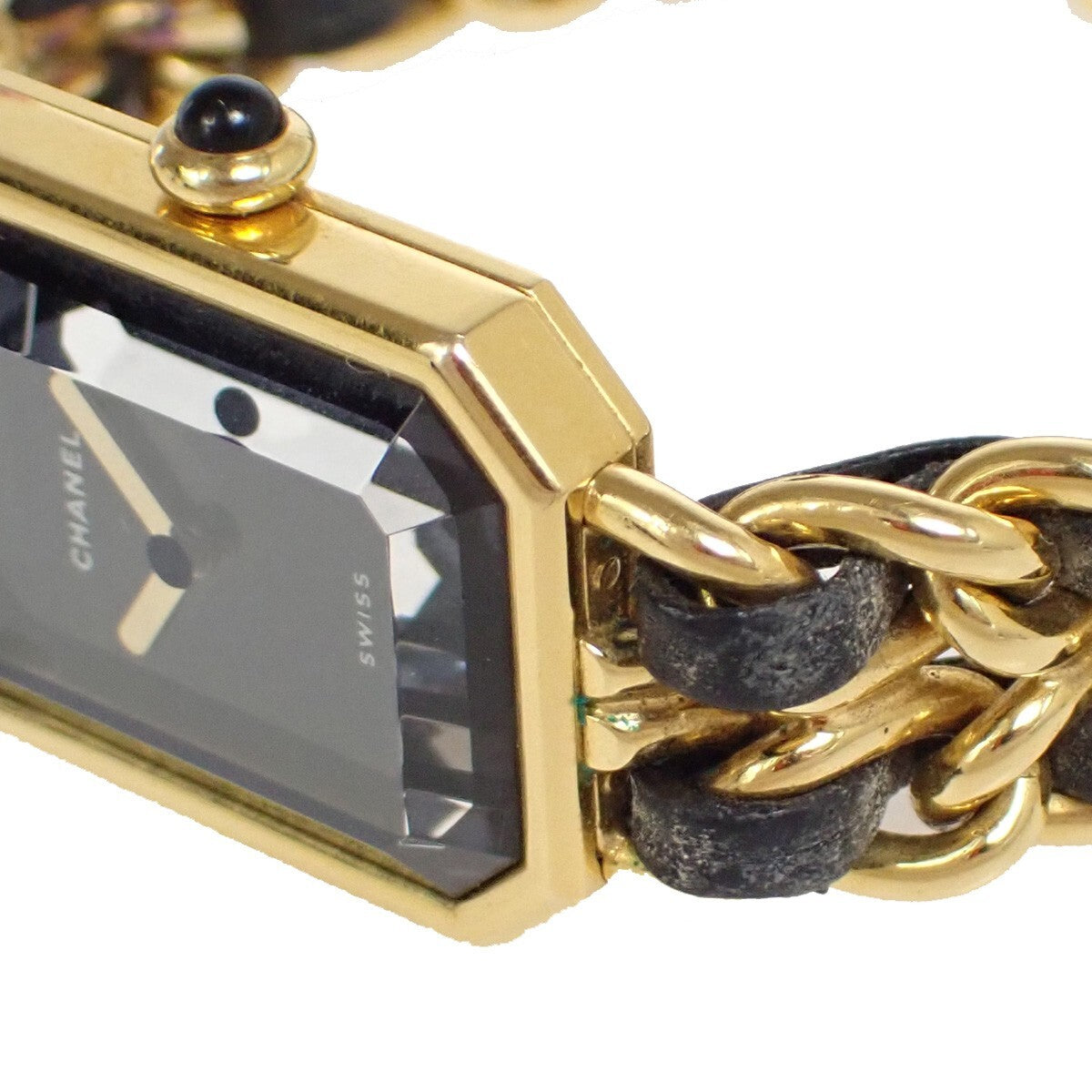 CHANEL Logo Premiere Watch H0001  #M Quartz Gold-Plated Leather GHW 685LC516
