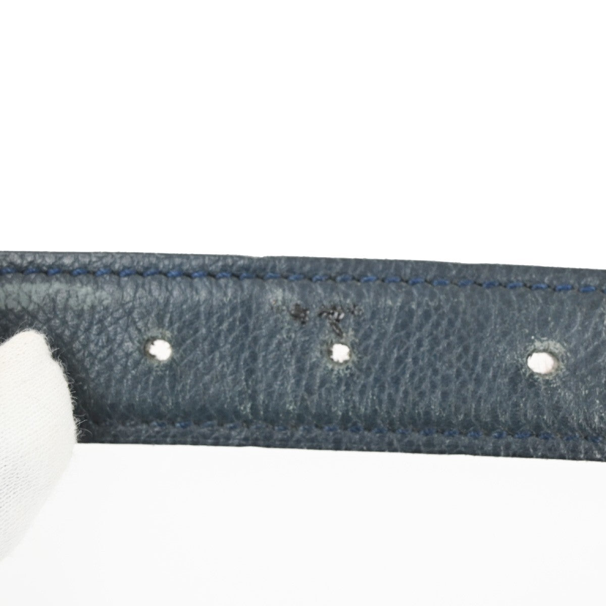 HERMES H Logo Constance Reversible Buckle Belt #80 Leather Blue Brown 65YG455