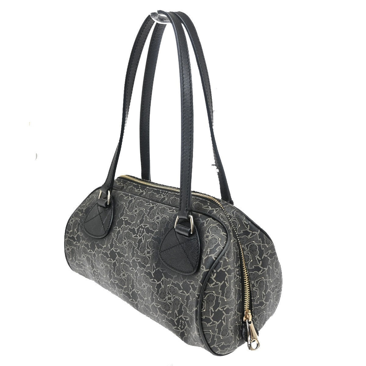 CELINE Horse Carriage Shoulder Hand Bag PVC Leather Black GHW 62CA402