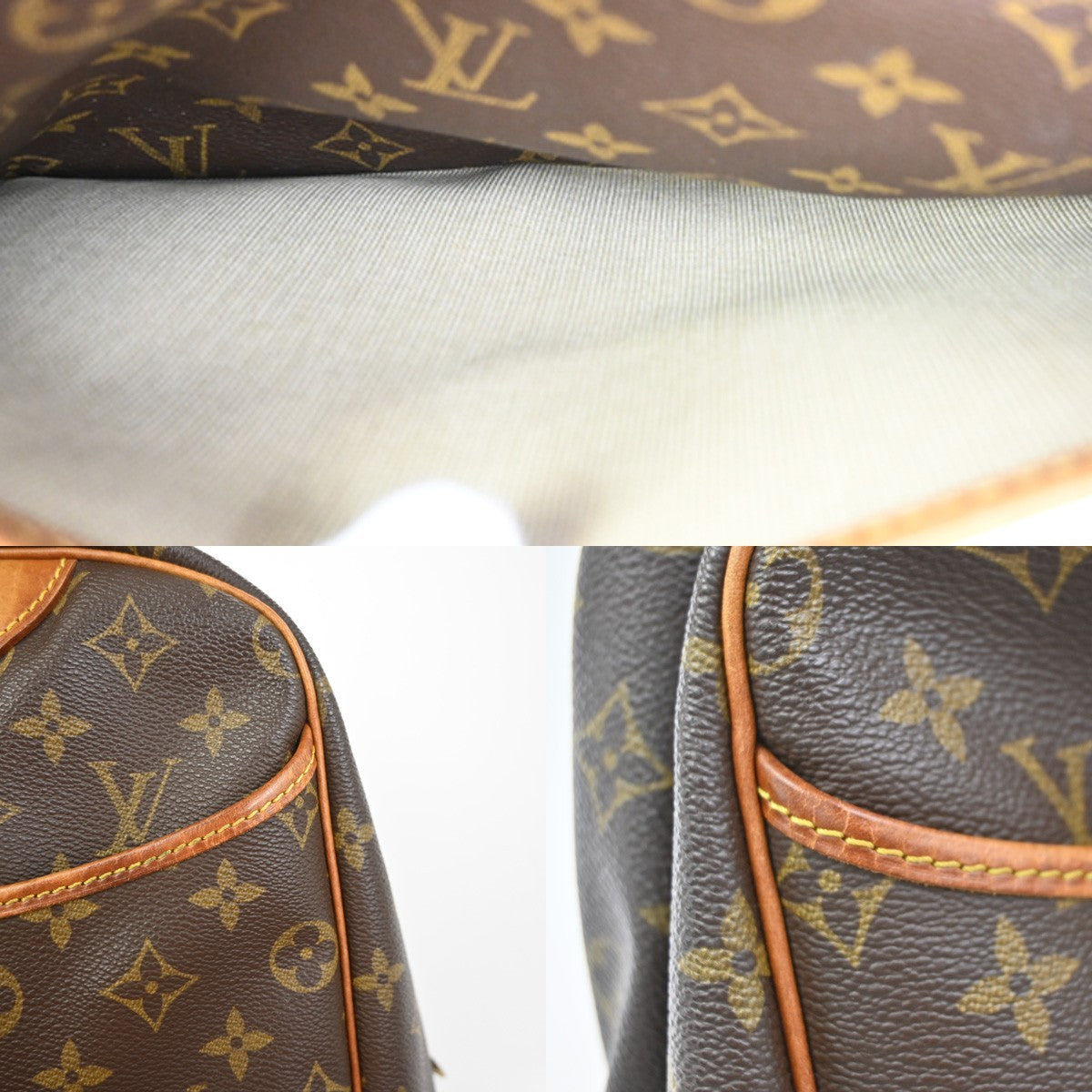 LOUIS VUITTON LV Logo Deauville Hand Bag Monogram Leather Brown M47270 89KD015