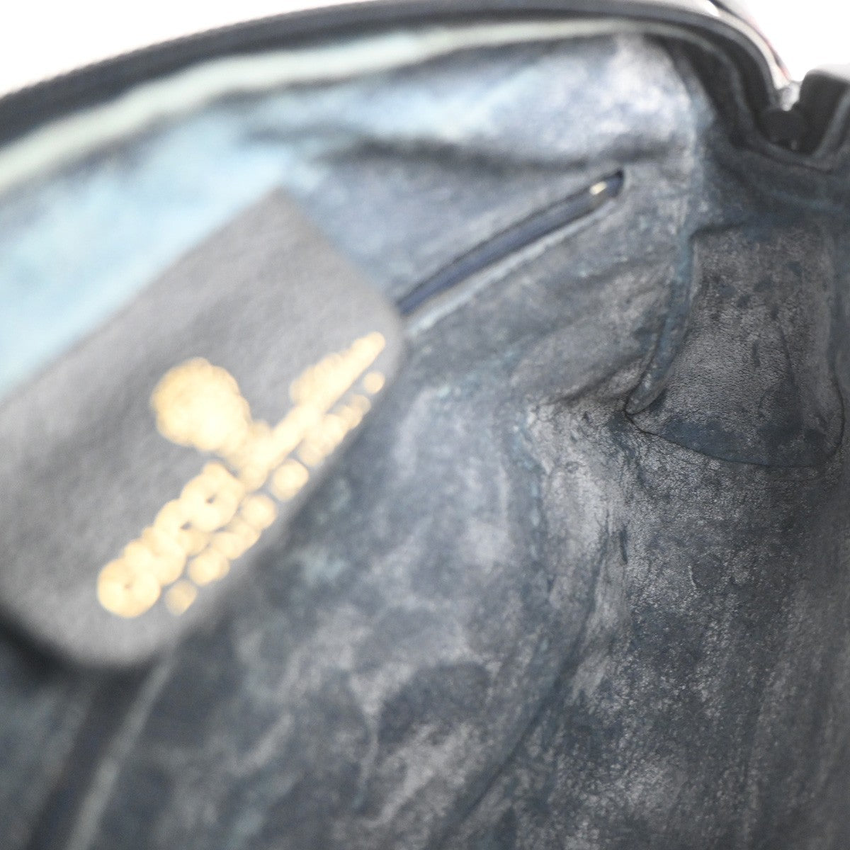 GUCCI Logo GG Sherry Line Shoulder Hand Bag PVC Leather Navy Blue Italy 69MA470