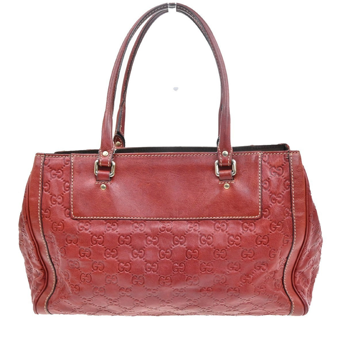 GUCCI Guccisima Hand Bag Leather Flower Motif Red GHW Italy 33MA090