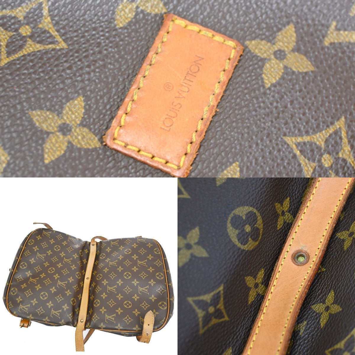 LOUIS VUITTON Logo Saumur 30 Shoulder Bag Monogram Leather Brown M42256 31YJ183