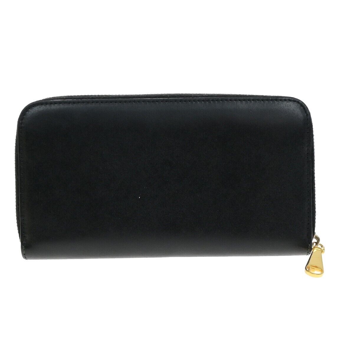 FENDI Logo Zipper Long Around Wallet Leather Black Italy 61EE083