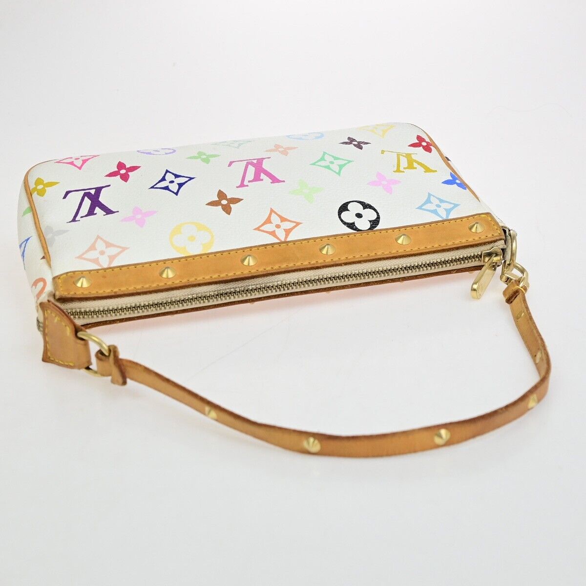 LOUIS VUITTON Pochette Accessoires Hand Bag Monogram Multi White M92649 667RF226