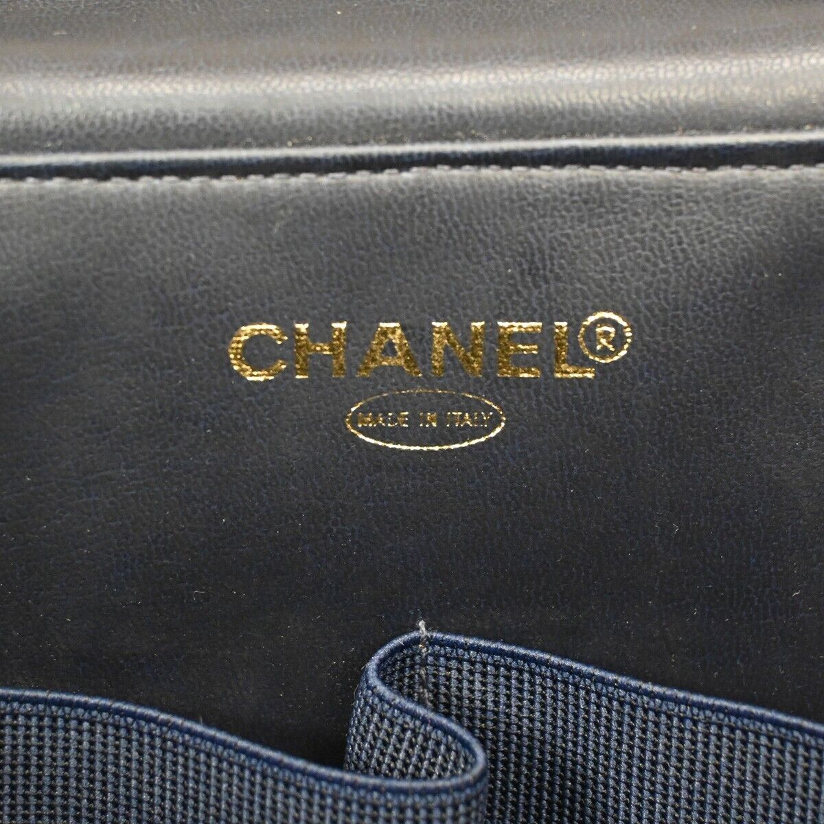 CHANEL CC Logo 2Way Shoulder Hand Vanity Bag Denim Leather Blue Vintage 744RH823