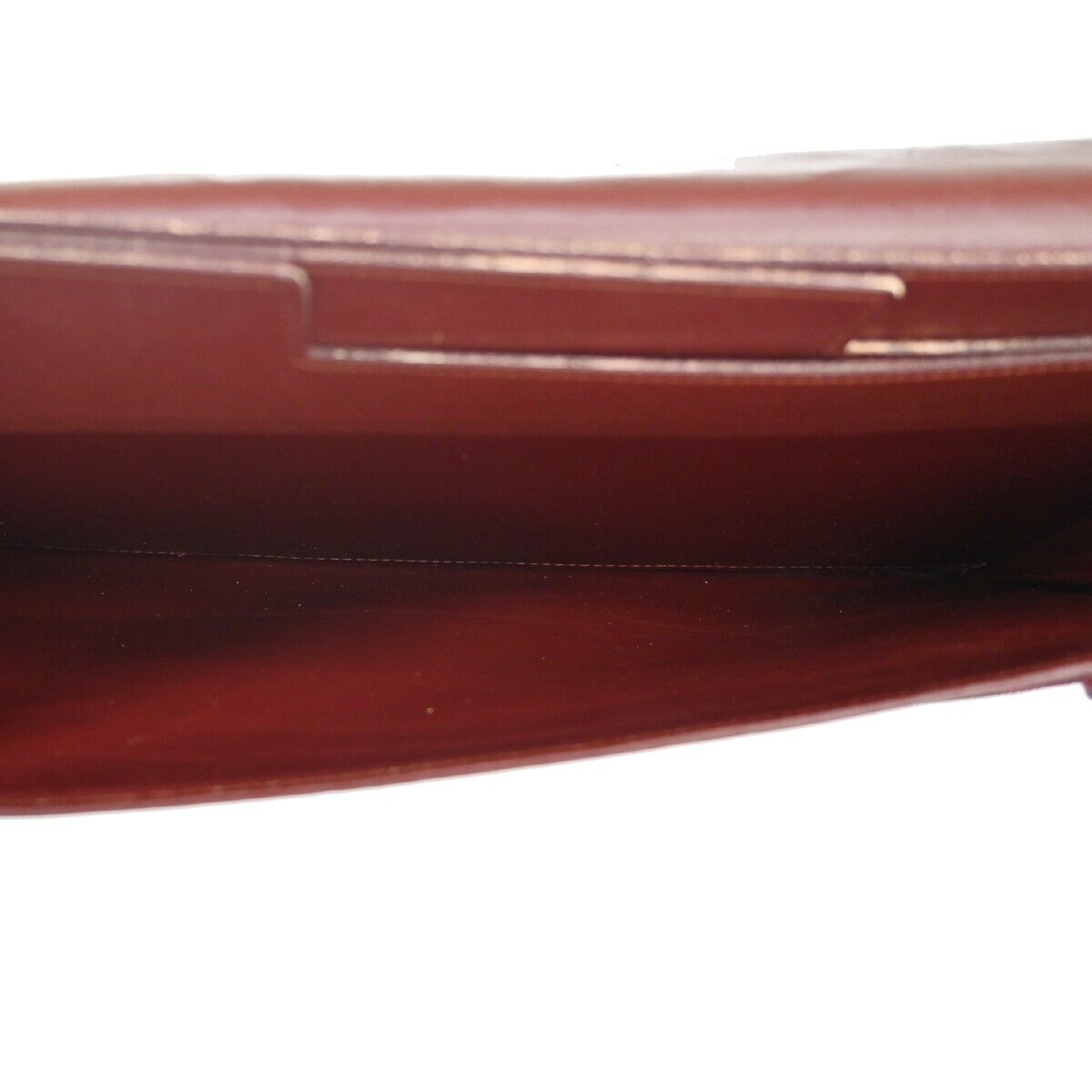 MUST DE CARTIER 2C Logo Wallet Clutch Hand Bag Leather Bordeaux Gold 09EA094