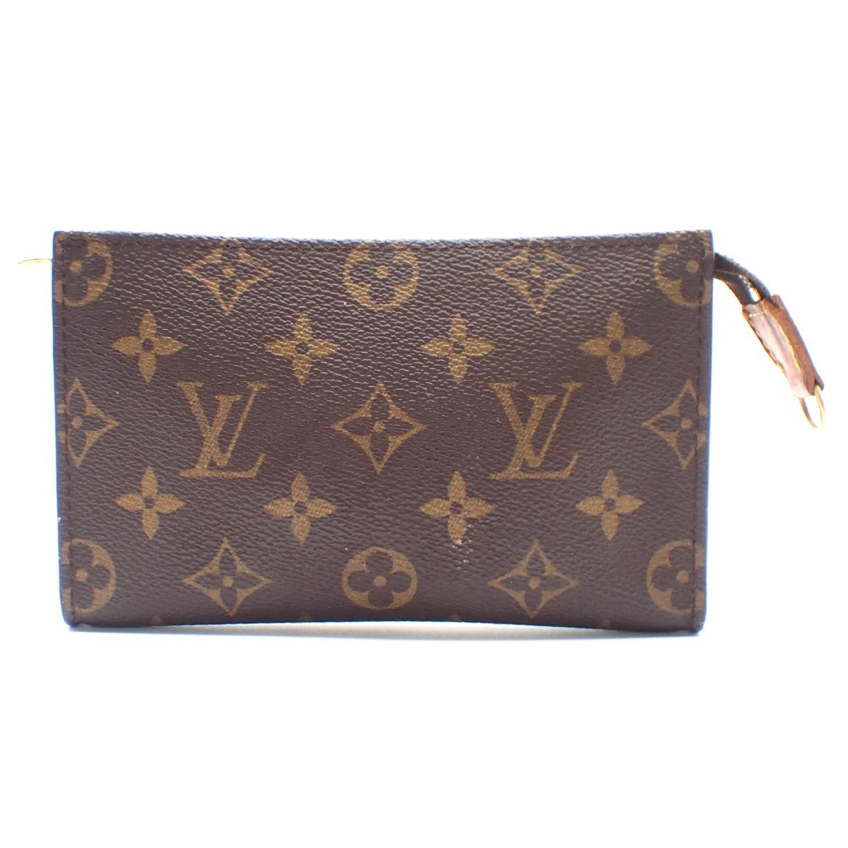 LOUIS VUITTON Logo BUCKET PM Pouch Bag Monogram Leather Brown France 05KC146
