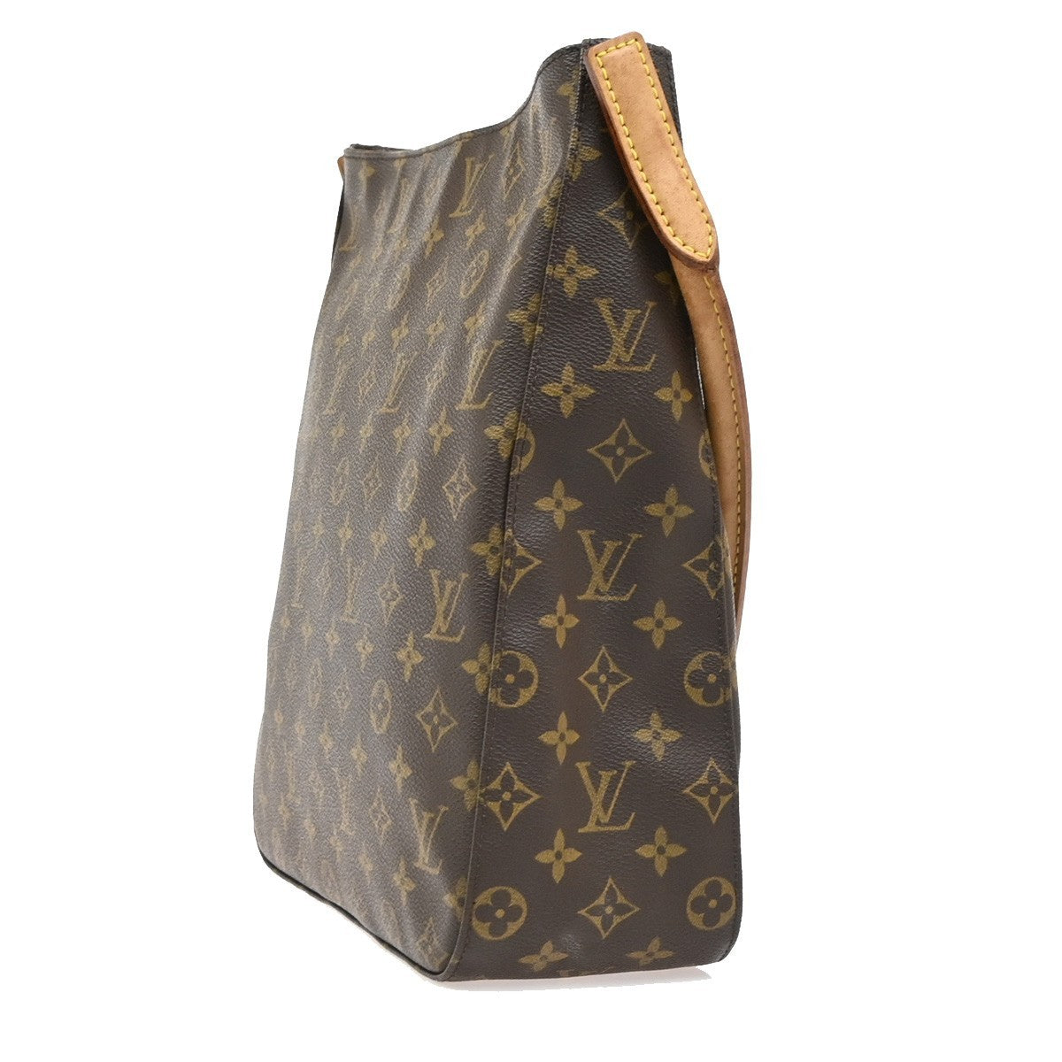LOUIS VUITTON Logo Looping GM Shoulder Bag Monogram Leather Brown M51145 13PA045