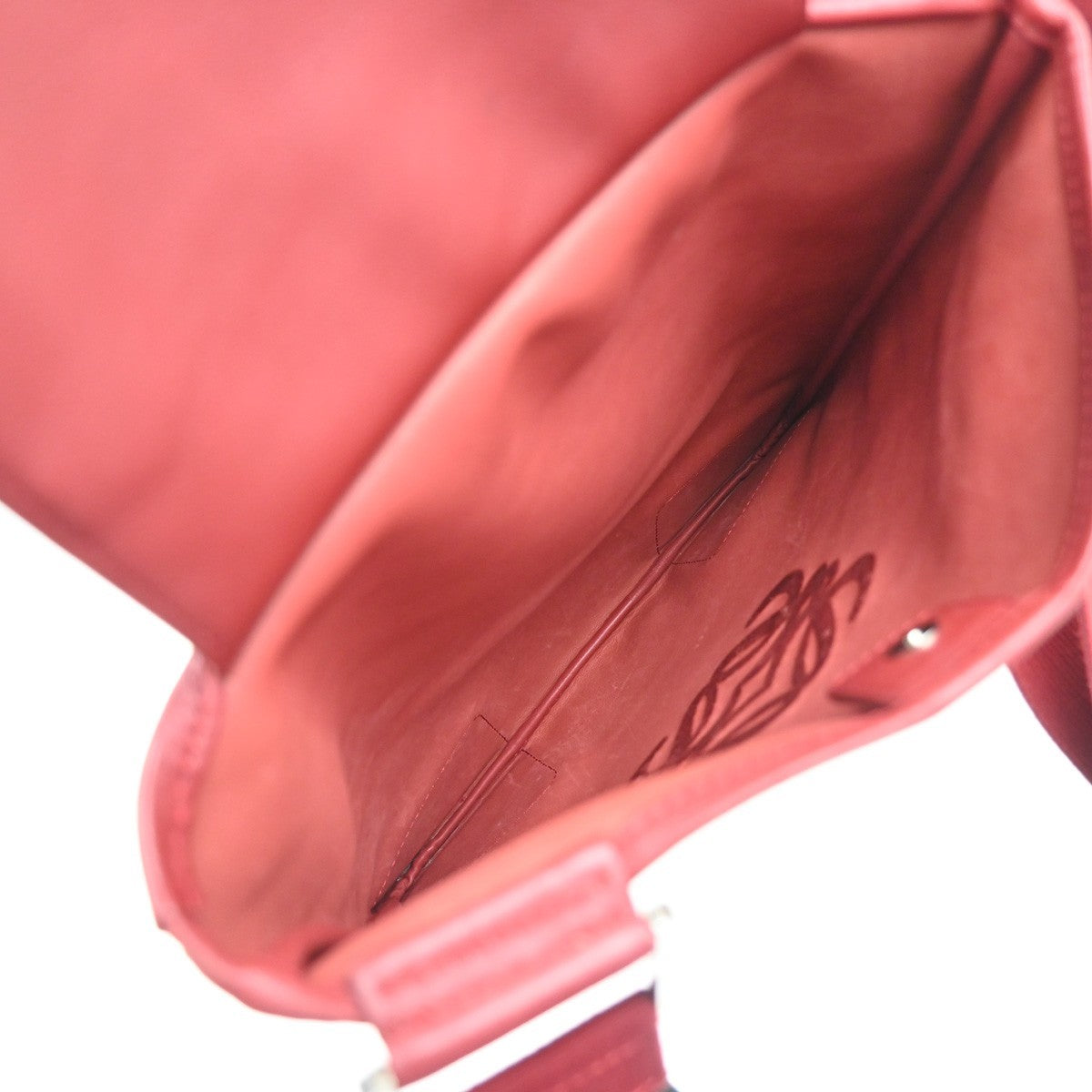 LOEWE Logo Anagram Crossbody Shoulder Bag Suede Leather Red SHW Spain 34KD045