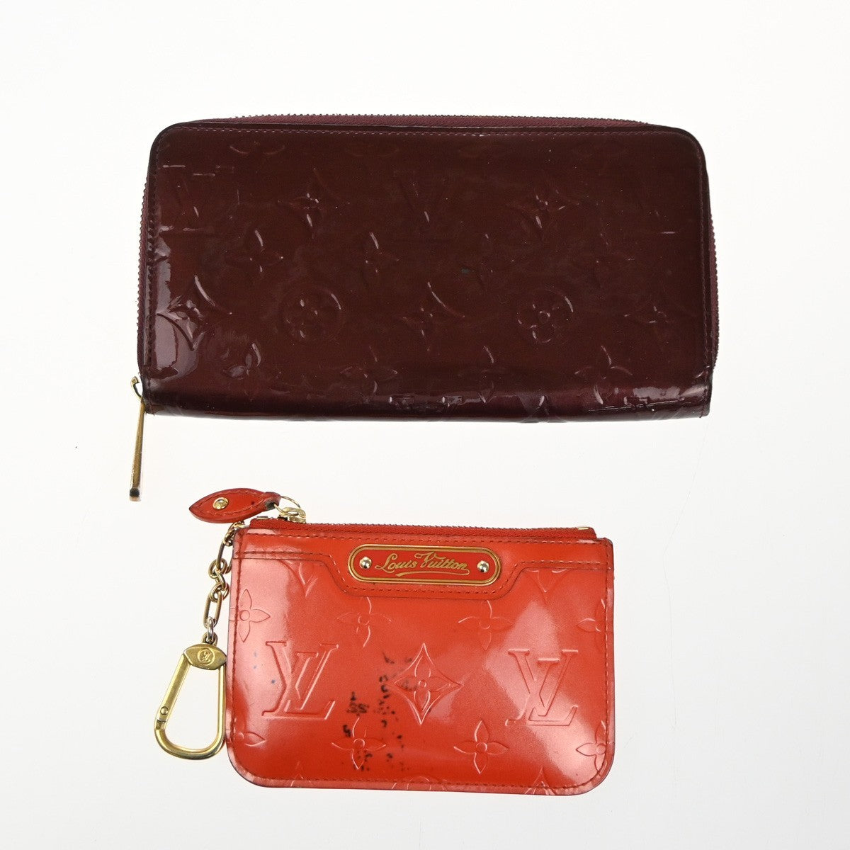11.Live LOUIS VUITTON 2 Set Zippy Wallet Coin Case Monogram Vernis 66KP531
