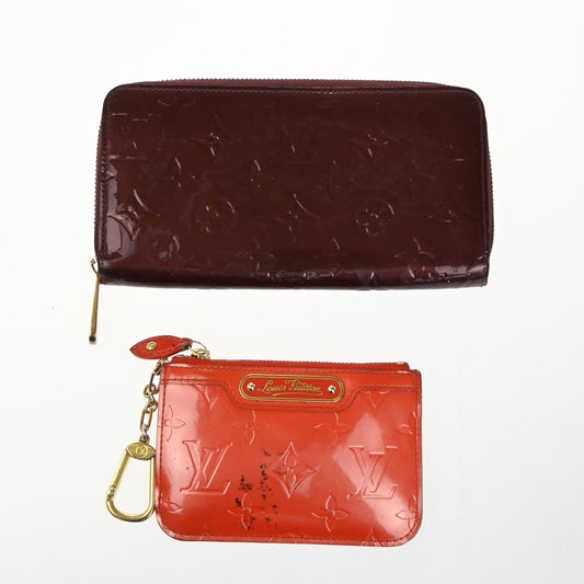 11.Live LOUIS VUITTON 2 Set Zippy Wallet Coin Case Monogram Vernis 66KP531