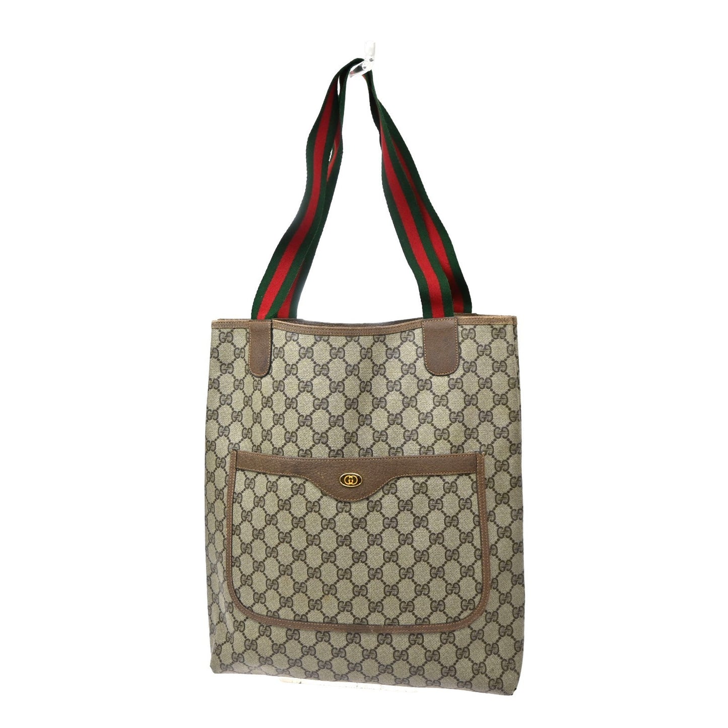 GUCCI Logo GG Pattern Sherry Shoulder Tote Bag PVC Leather Brown Italy 61KD146