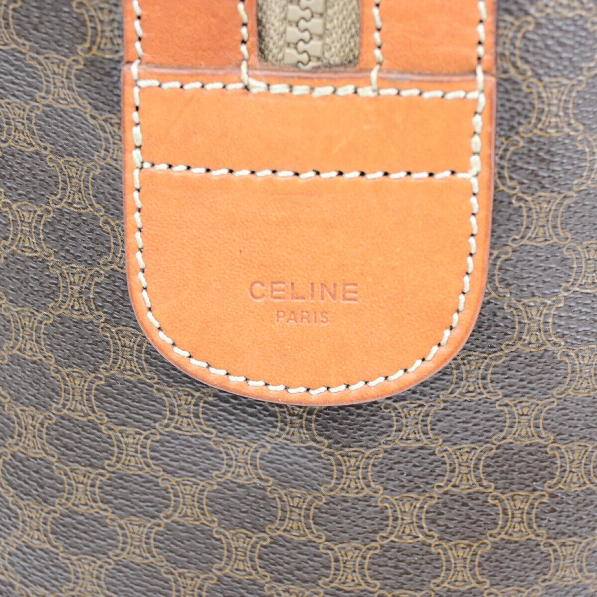 CELINE Logo Macadam Pattern Travel Hand Bag PVC Leather Brown GHW Italy 65YF574