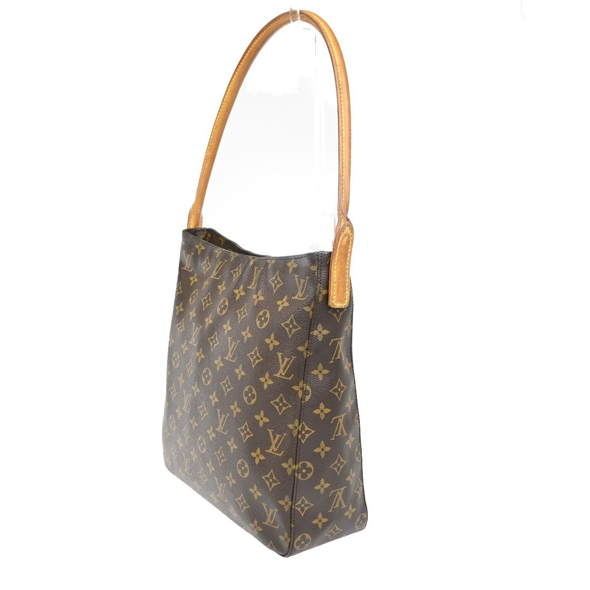 LOUIS VUITTON Logo Looping GM Shoulder Bag Monogram Leather Brown M51145 86ZA095