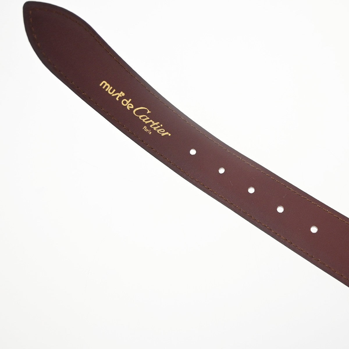 Cartier C Logo Belt 110/43 Leather Red Gold Vintage 05RL880