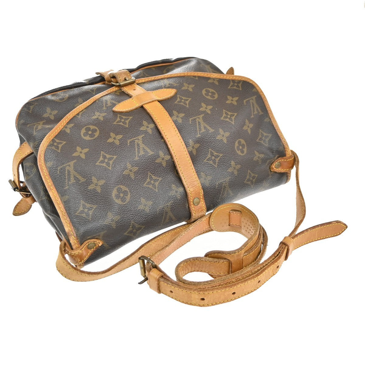 LOUIS VUITTON Logo Saumur 30 Shoulder Bag Monogram Leather Brown M42256 87EG368