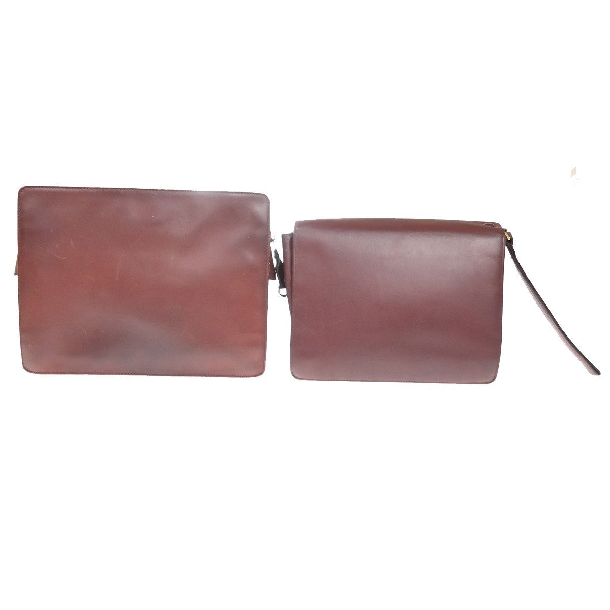 Cartier Logo Must Line 2set Clutch Hand Bag Leather Burgundy Red 07CA861