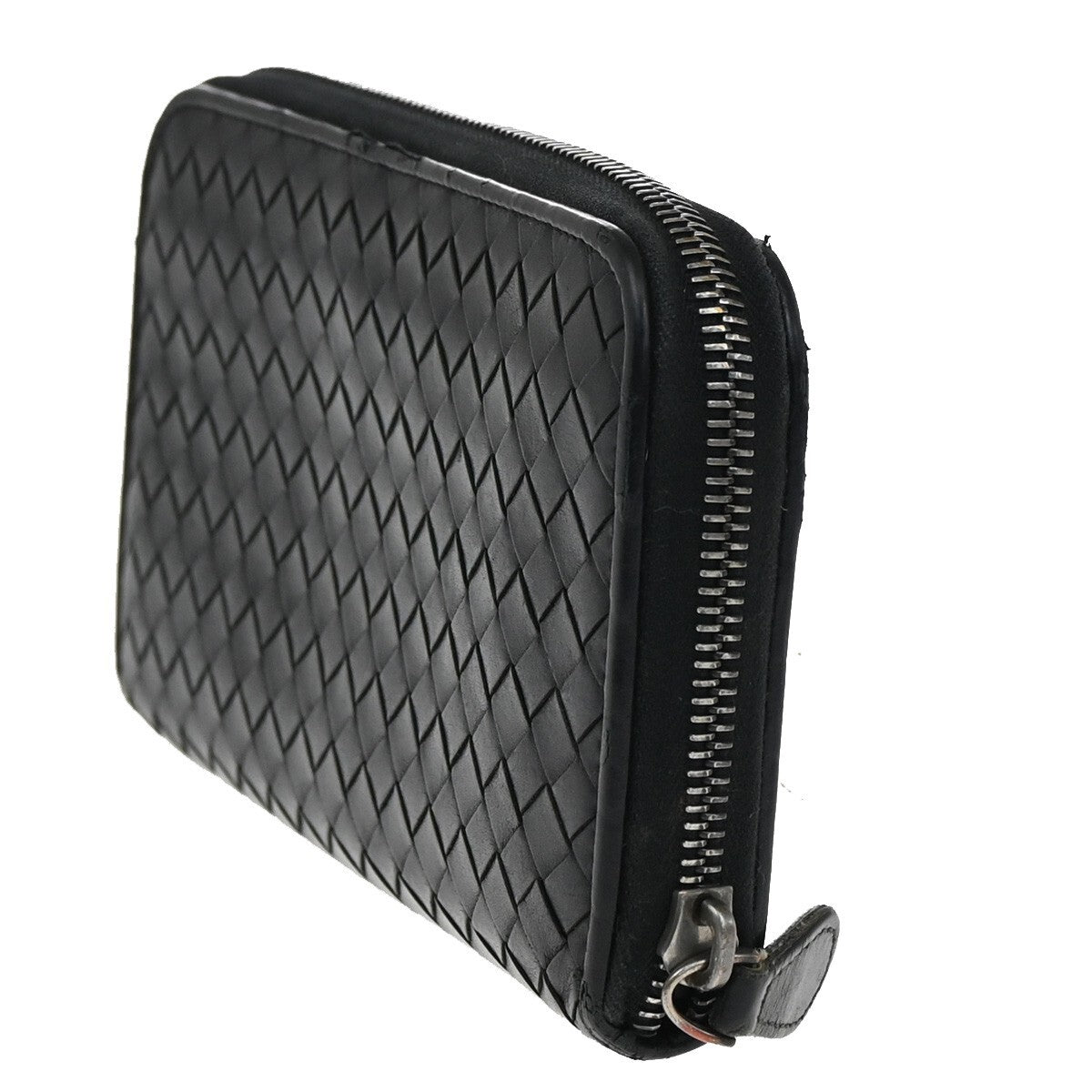BOTTEGA VENETA Intrecciato Long Zipper Around Wallet Leather Black 67EE240