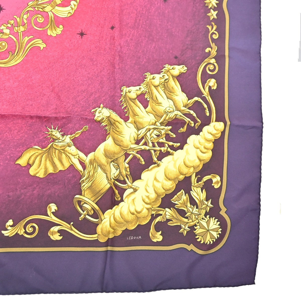 HERMES XL Carre Scarf Cosmos Philippe Ledoux 100% Silk Pink Purple 62RL906
