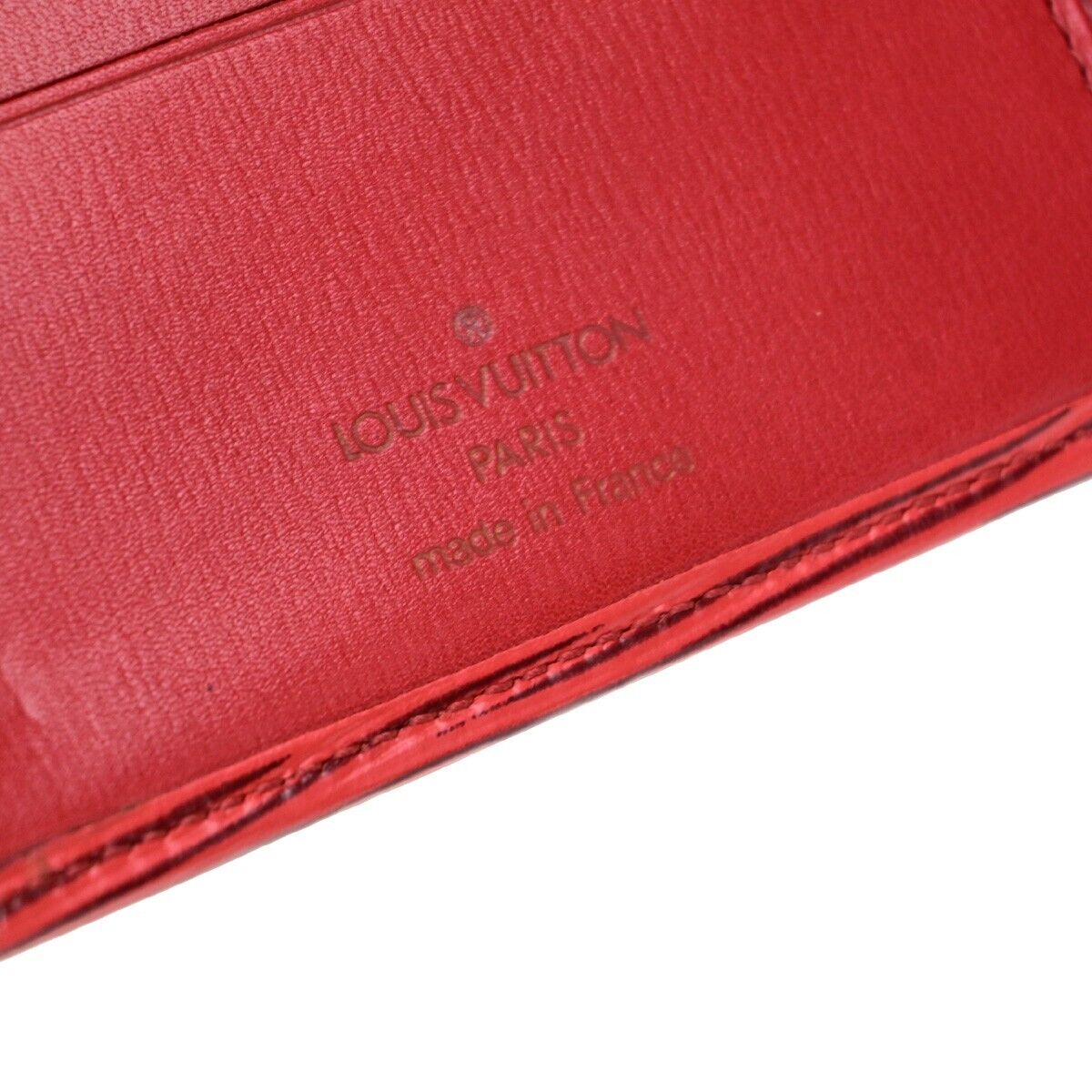 LOUIS VUITTON LV Logo 2 Set Bifold Wallet Purse Epi Leather Red Ruby 09ED974
