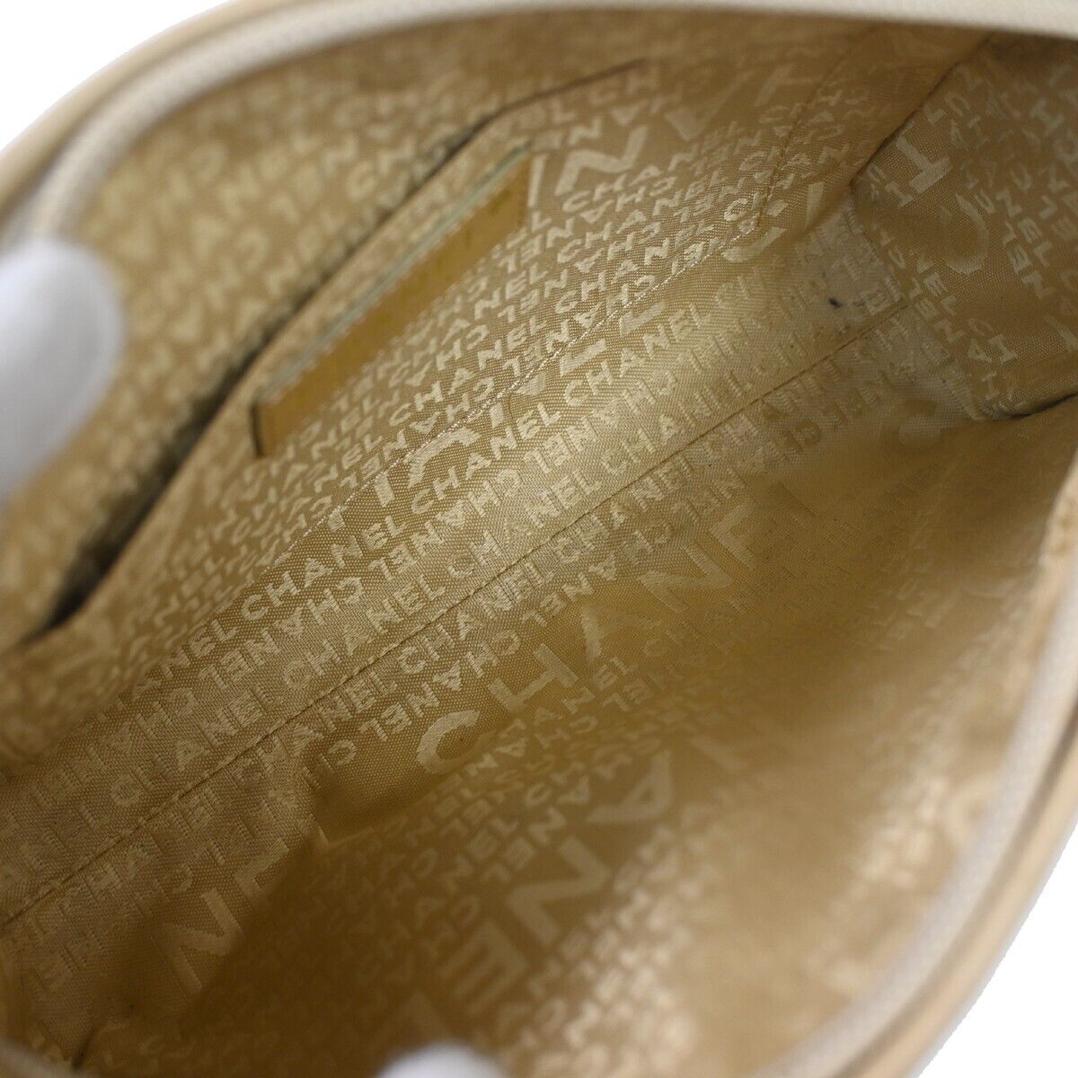 CHANEL CC Logo Chocolate Bar 2Way Hand Bag Leather Beige GHW Italy 11GA902