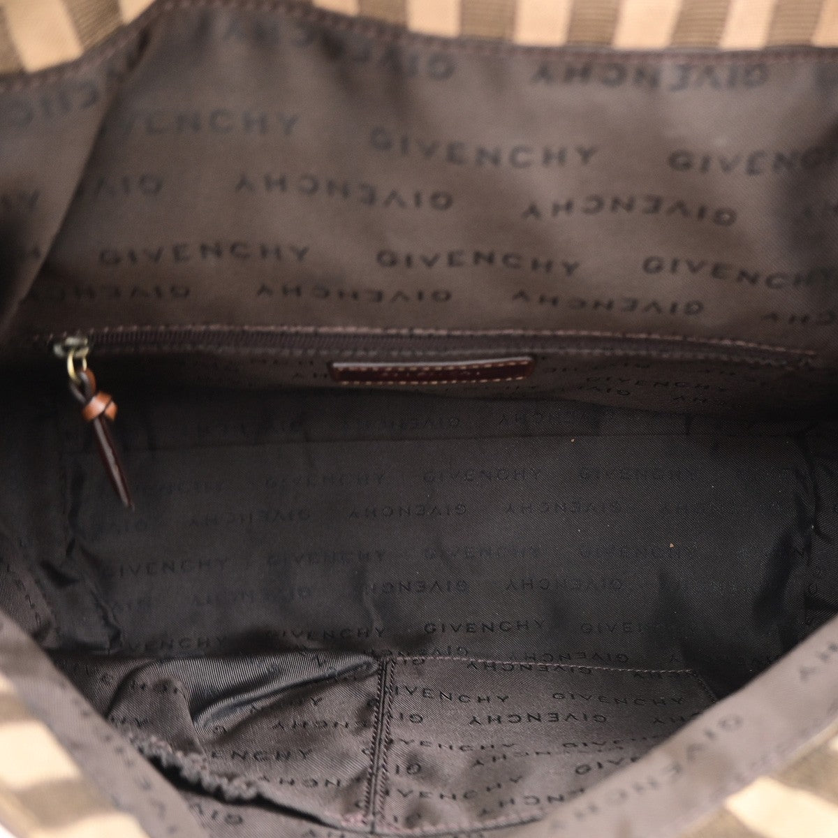 GIVENCHY Logo Shoulder Hand Bag Canvas Leather Brown GHW 62CB042