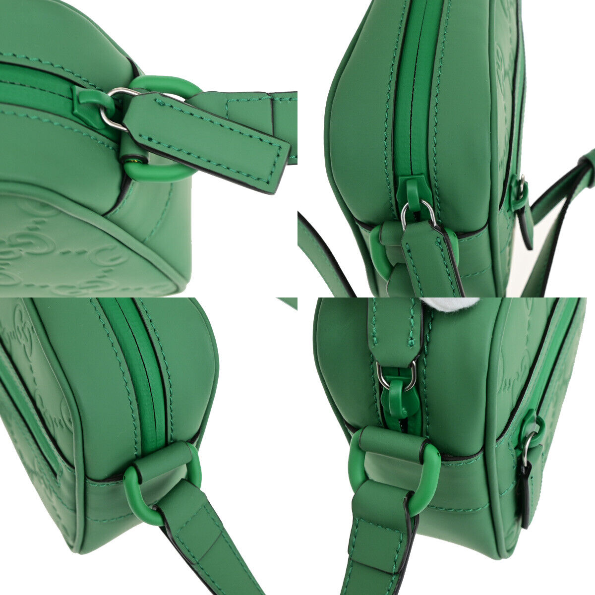 GUCCI Logo GG Rubber Effect Leather Mini Shoulder Bag Green Italy 602RK729